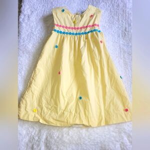 Valeria Paris Pale Yellow Girls Sleeveless Lined Dress W/ Colorful Embroidery 3T